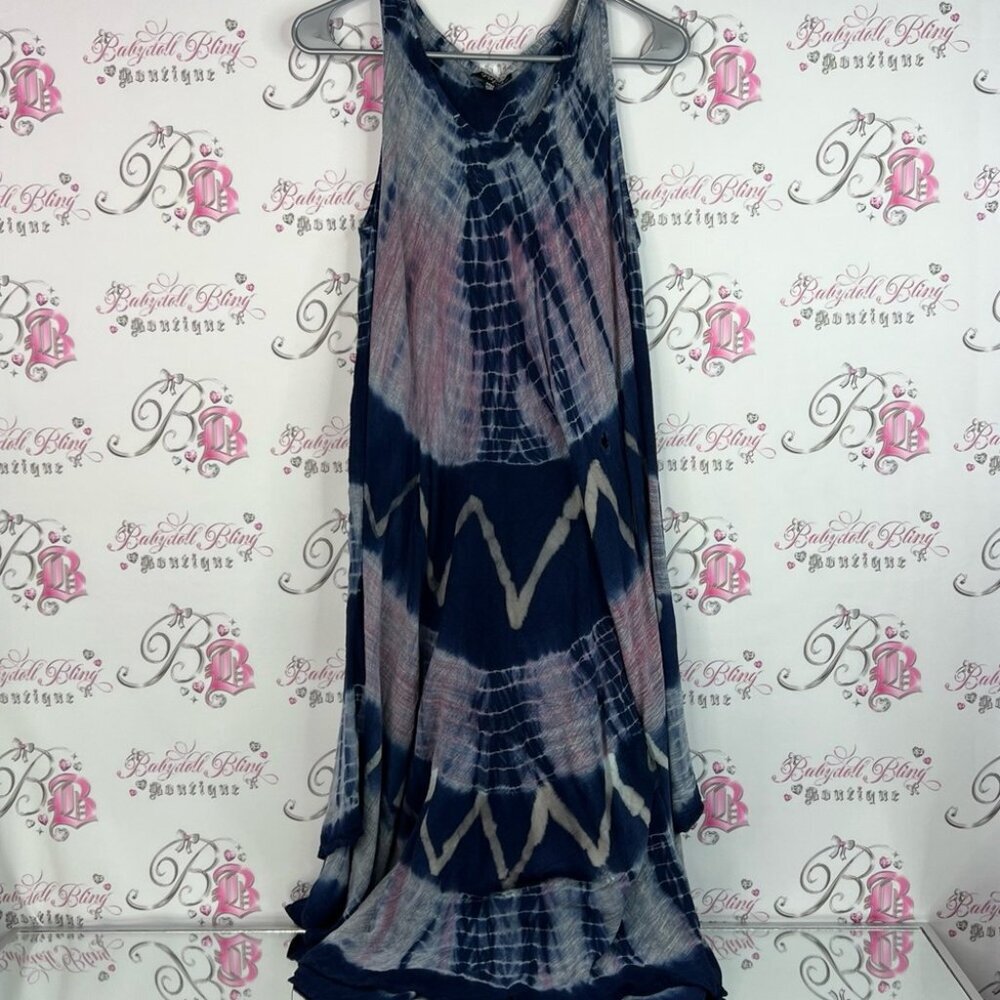Papa Vancouver dress long flowy Chic Tie-Dye Maxi Dress in Blue and Pink